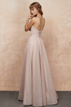 Load image into Gallery viewer, Chic Spaghetti Straps Pink Lace Up Back A-line  Prom Dresses