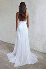Load image into Gallery viewer, Backless Beach White Cheap Spaghtti Straps Bridal Wedding Dress RS67