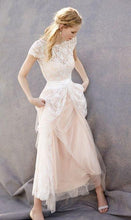 Load image into Gallery viewer, Lovely Blush Pink Tulle Lace Bridal Dress Cap Sleeves Sleeveless Wedding Dress RS35