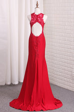 Load image into Gallery viewer, 2024 Open Back Straps Mermaid Prom Dresses Spandex With Applique
