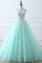 Load image into Gallery viewer, Sweetheart Puffy Tulle Prom Dress With Lace Appliques Long Graduation SRSPKFJ5ZSA