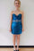 Sexy Satin Short Sweetheart Royal Blue Mermaid Strapless Pleat Homecoming Dresses RS797