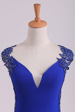 Load image into Gallery viewer, 2024 Prom Dresses Sheath Straps Spandex With Applique Open Back
