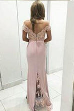 Load image into Gallery viewer, Sexy Pink Lace Off the Shoulder Pink Graduation Dress Formal Dress Long Evening Dresses RS851
