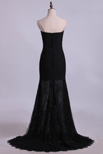 Load image into Gallery viewer, 2024 Prom Dresses Sweetheart Column Pleated Bodice Chiffon And Lace