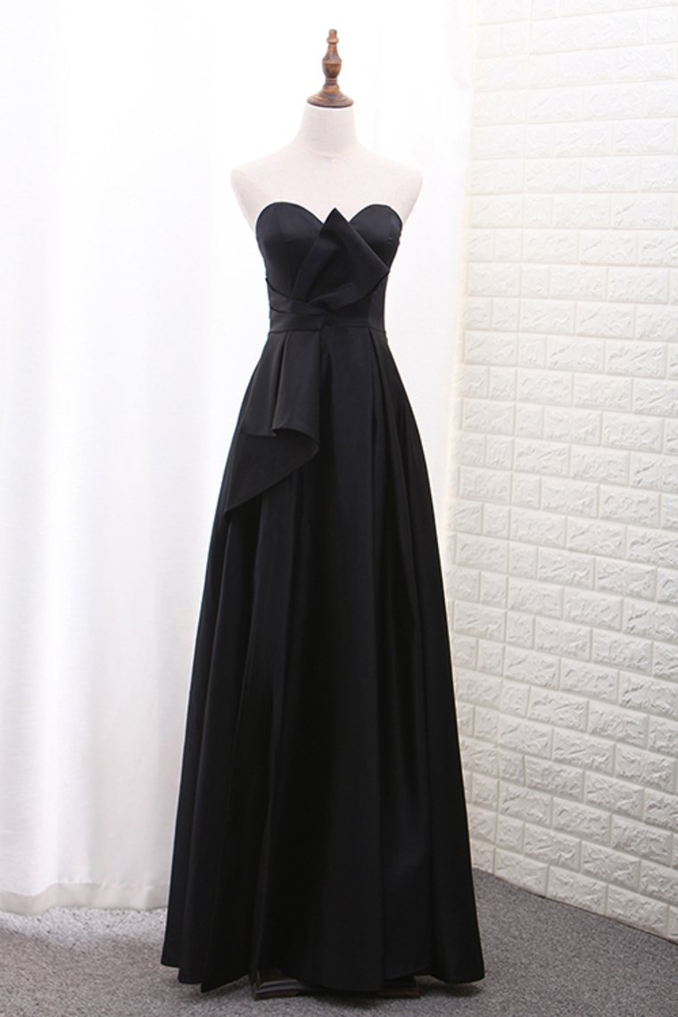 2024 Evening Dresses Sweetheart Satin With Slit A Line Floor Length