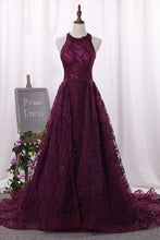 Load image into Gallery viewer, 2024 Charming Scoop Lace Prom Dresses Sweep/Brush Train