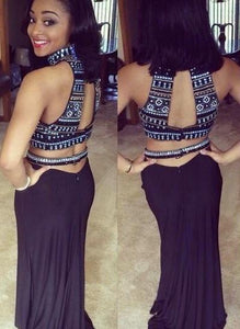 Hot Sale Charming Two Pieces Beading Mermaid Evening Dress Chiffon 2 Pieces Formal Dress RS723