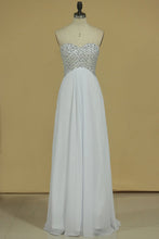 Load image into Gallery viewer, 2024 Sweetheart Prom Dress Open Back Beaded Bodice A Line Floor Length Chiffon