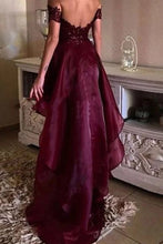 Load image into Gallery viewer, 2024 Red A-Line Sleeveless Off-The-Shoulder Asymmetrical Applique Organza Evening Dresses
