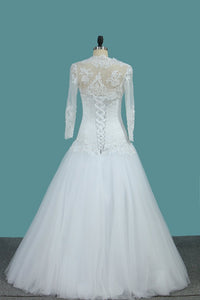 2023 Wedding Dresses Sweetheart With Jacket Tulle With Beads And Ruffles