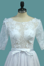 Load image into Gallery viewer, 2024 Wedding Dresses A Line Scoop With Sash And Handmade Flower Court Train