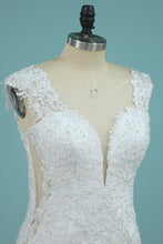 Load image into Gallery viewer, 2024 Wedding Dresses Straps Mermaid Tulle With Applique Sweep Train
