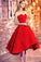 Princess Sweetheart Red Satin with Ruffles Asymmetrical High Low Classic Prom SRS13296