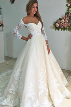 Load image into Gallery viewer, Modest Charming Bal Gown Lace Wedding Dresses With Sleeves Bridal Dresses
