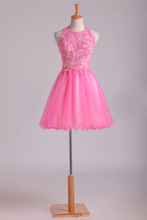 Load image into Gallery viewer, 2024 Lovely Homecoming Dresses Scoop A Line Short Tulle With Applique