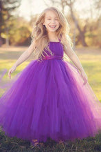 Load image into Gallery viewer, Princess Purple Ball Gown Square Neck Layers Tulle Flower Girl Dresses, Bowknot Baby Dresses SRS15304