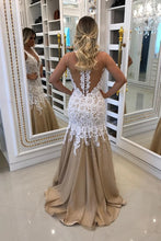 Load image into Gallery viewer, 2023 Mermaid Prom Dresses Scoop Tulle With Applique And Pearls