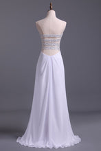 Load image into Gallery viewer, 2024 New Arrival White Sheath/Column Sweetheart Chiffon Floor Length