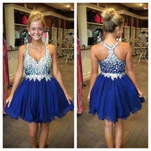 Load image into Gallery viewer, Royal Blue Cute Short Tulle Homecoming Dresses With Beading H27