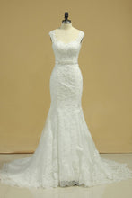 Load image into Gallery viewer, 2024 New Arrival Straps Tulle Column Wedding Dresses With Applique