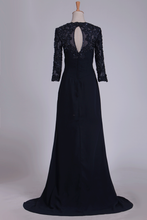 Load image into Gallery viewer, 2024 Mother Of The Bride Dresses Mid-Length Sleeves Chiffon With Applique Sweep Train
