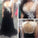 White Lace Top V-Neck Black Chiffon A-line Sleeveless Open Back Popular Prom Dresses RS178