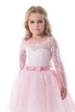 Load image into Gallery viewer, 2024 Flower Girl Dresses A Line Boat Neck Long Sleeves Lace Short/Mini