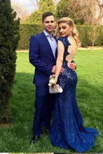 Load image into Gallery viewer, lace evening dress mermaid Prom dress backless prom dress floor-length prom dress BD1015