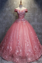 Load image into Gallery viewer, Off The Shoulder Long Ball Gown Lace Princess Prom Dresses Quinceanera Dresses