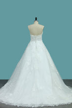Load image into Gallery viewer, 2023 New Arrival Sweetheart Tulle With Applique A Line Wedding Dresses