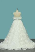 Load image into Gallery viewer, 2024 A Line Lace Off The Shoulder Wedding Dresses Chapel Train New Arrival