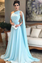 Load image into Gallery viewer, Charming One Shoulder Long Simple Cheap Chiffon Prom Dresses Evening Dresses