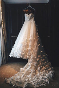 2023 Sweetheart Wedding Dresses A Line Tulle With Handmade Flower