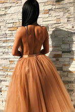 Load image into Gallery viewer, Ball Gown Tulle V Neck Homecoming Dresses with Appliques, Short Prom SRS15620