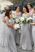 Load image into Gallery viewer, A Line Off the Shoulder Grey Chiffon Cheap Long Prom Dresses Bridesmaid Dresses RS262