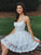 A Line Sweetheart Spaghetti Straps Backless White Lace Appliques Short Homecoming Dresses RS981