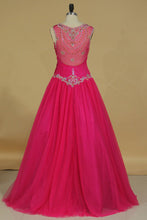 Load image into Gallery viewer, 2024 Scoop Tulle With Beads And Ruffles Quinceanera Dresses Floor Length