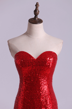 Load image into Gallery viewer, 2024 Hot Red Mermaid/Trumpet Evening Dresses Sweetheart Sequined Bodice