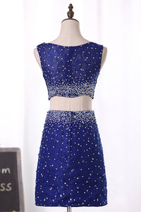 2024 Homecoming Dresses Two-Piece Sheath Scoop Lace With Beading