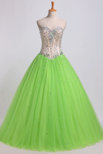 Load image into Gallery viewer, 2024 Bicolor Beaded Bodice Quinceanera Dresses Sweetheart Tulle Ball Gown Lace Up Floor-Length