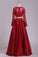 2023 Long Sleeves Two-Piece Bateau Prom Dresses Floor Length Satin