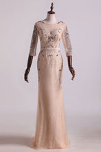Load image into Gallery viewer, 2024 Scoop Prom Dresses Sheath With Beads And Sash Sweep Train