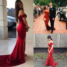 Load image into Gallery viewer, Mermaid Sexy Open Backs V neckline Burgundy Red Evening Dress Trumpets Shape Dress RS112