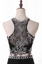 Load image into Gallery viewer, 2024 A Line Prom Dresses Scoop Beaded Bodice Chiffon Two Pieces
