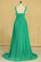 2024 V Neck A Line Plus Size Prom Dresses Chiffon Sweep Train With Ruffles & Beads