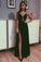 A Line Black Beads Chiffon Prom Dresses with Appliques Split Long Evening SRS15608