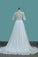 2024 Wedding Dresses A Line Scoop With Sash And Handmade Flower Court Train
