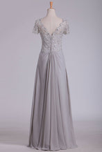 Load image into Gallery viewer, 2024 A Line Scoop Mother Of The Bride Dresses Chiffon With Beads And Applique
