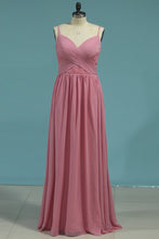 Load image into Gallery viewer, 2024 A Line Bridesmaid Dresses Spanghetti Straps Chiffon Floor Length